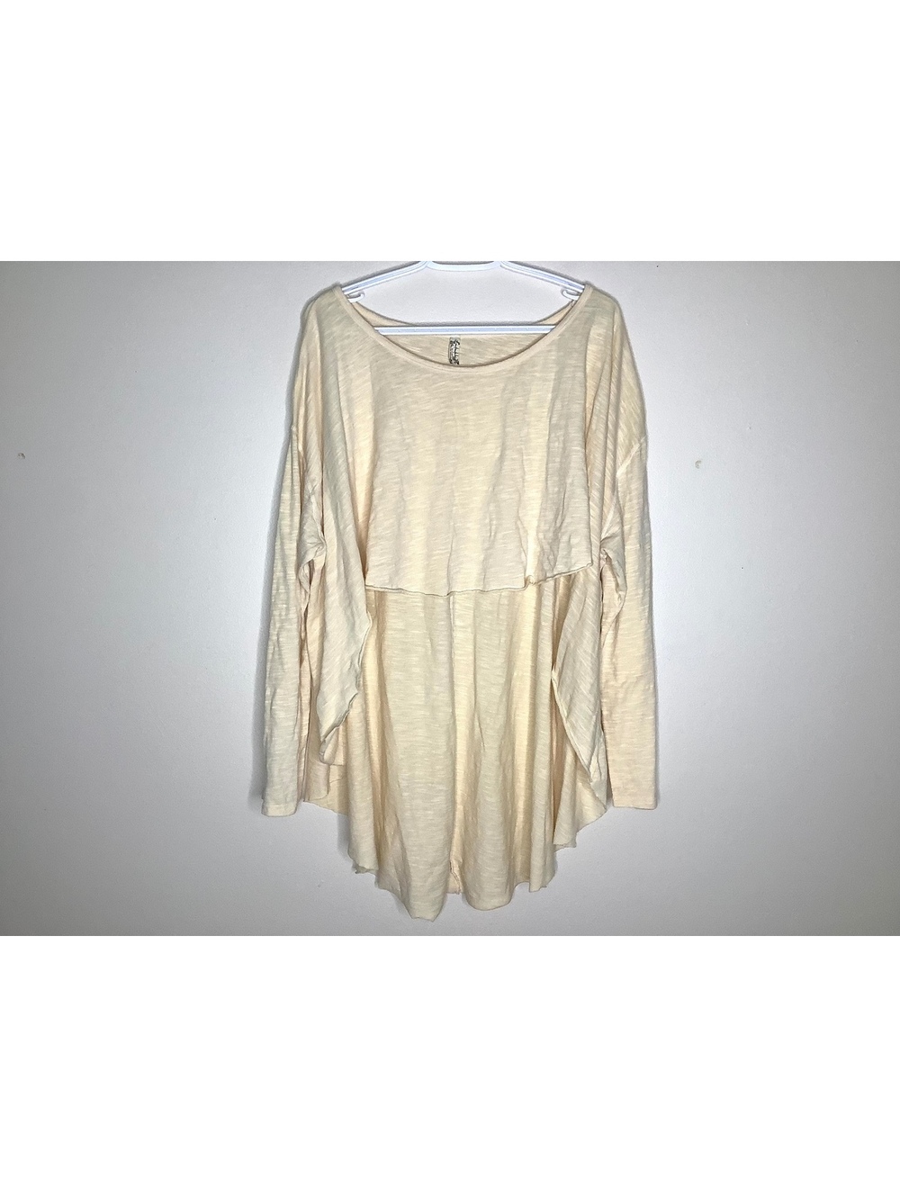 Free People Cream Oversized High-Low Long Sleeve Top
